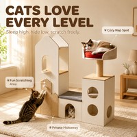 Arbre d'activités pour chat avec griffoir, coussin moelleux pour jouer, se reposer et se cacher
