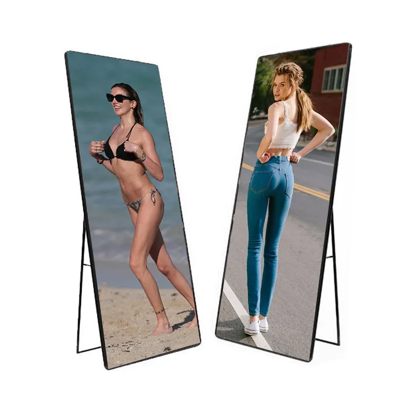 Seamless Splicing led Digital poster P2.5 advertising screen Ultra clear 4G/Wifi mobile screen stand moveable display