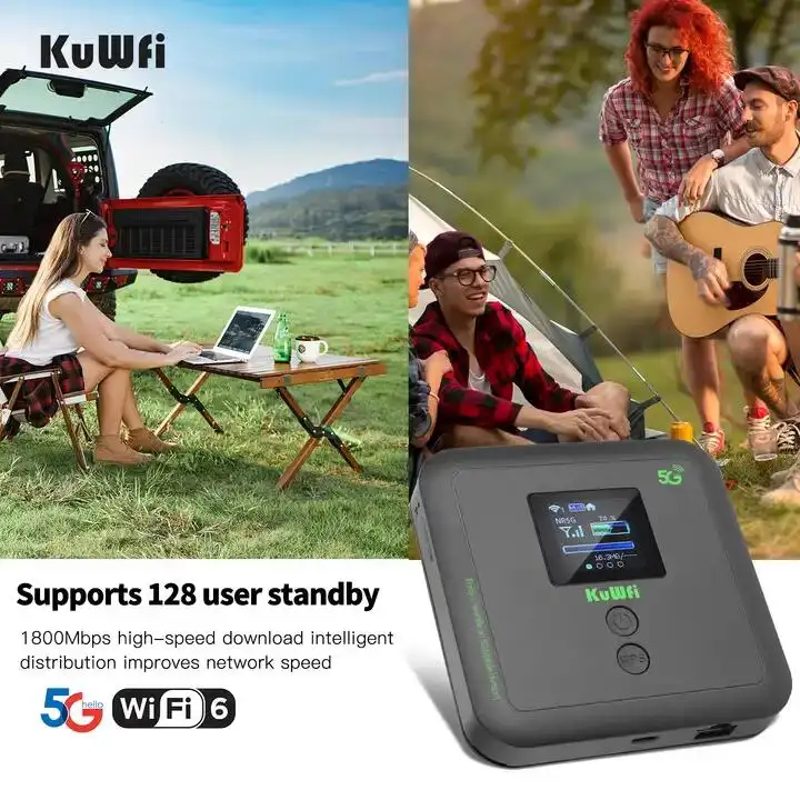 KuWFiポケット5gwifiデュアルバンド2.5Gbps6000mAhバッテリーモバイルホットスポットモバイルwifi5gルーター旅行用