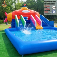 Château gonflable d'été certifié EN14960 avec toboggan aquatique et piscine, aire de jeux en PVC de qualité commerciale pour la maison et le jardin