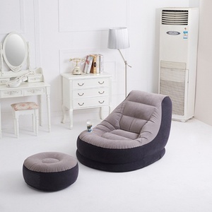 Sofá Inflable Individual de PVC con Flocado 125*105*100 CM, Otomana 62*62*31 CM, Sillón Inflable Ultra Lounge con Bomba de Pie - Product Image 3