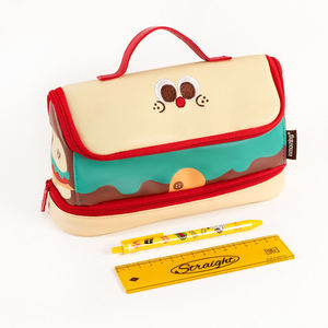 Astuccio Grande Capacità a Forma di Casetta, Borsa Portapenne Multistrato in PU con Manico <span class=keywords><strong>per</strong></span> Scuola e Ufficio - Product Image 2