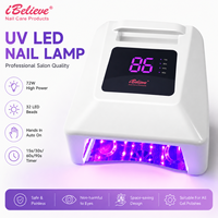 Lampe à ongles UV LED 72W, 32 perles LED, sécheuse de vernis gel, capteur automatique, écran LCD, lampe à ongles gel à séchage rapide pour salon de beauté, rechargeable