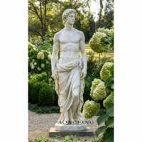 Statue de dieu grec en marbre taille réelle, sculptée à la main en pierre naturelle, pour villa, musée extérieur, cour ou bâtiment.