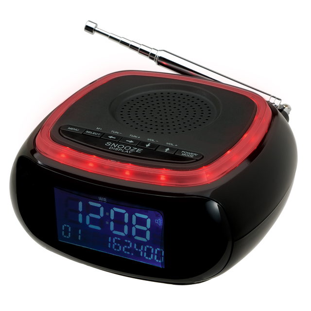 Dual Alarm Loud Wireless FM Built-In Speaker 0.6" Blue Backlit LCD Clock Radio Snooze Function LED Display USB Charging Port