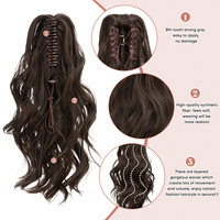 Queue de cheval synthétique blonde résistante à la chaleur, ondulée courte et bouclée, avec pince à griffes, extensions de cheveux pour femmes