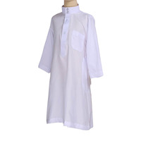 Qamis pour garçon à manches longues de style qatari de couleur blanche islamique Taille 30-52