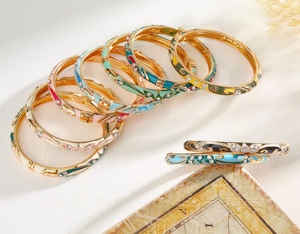 New Chinese-style Retro Crown Bracelet Enamel <b>Painting</b> Simple Style Jewelry Wholesale Oil-drip Alloy Bracelet for Women - Product Image 1