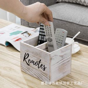 Caja de almacenamiento de madera para control remoto, organizadores rectangulares grabados de 14cm para escritorio de sala de estar - Product Image 1