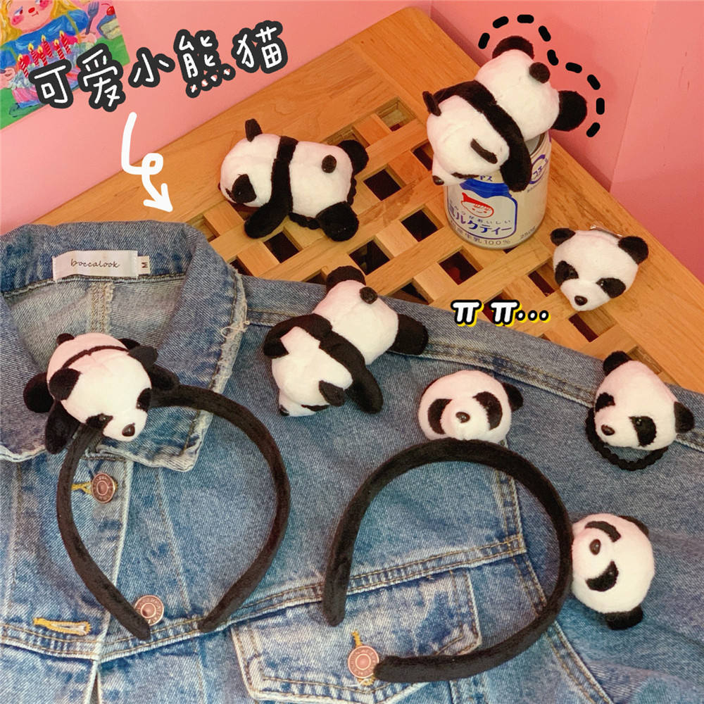 Tschick Cartoon Ornament Cute Little Panda Hair Band Hairband Ins Panda Brooch Lying Doll Bag Accessories Female