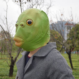 Divertido Disfraz de Cabeza de Pez Verde Aprobado por Celebridades de Internet, con Temática Animal, para Bromas y Tragiques - Product Image 2