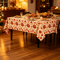 Herbruikbare rechthoekige tafelkleed van PEVA plastic met kalkoen- en fruitmotief, oliewerend, milieuvriendelijk, modern, voor Thanksgiving-diner