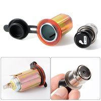 Encendedor de Cigarrillos Universal 4 en 1 + Voltímetro + Panel de Cargador con Doble Puerto USB LED para Autos y Motocicletas de 12V