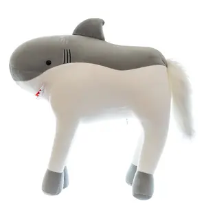 Shark Plush Pillow Shark Stuffed Animal Fish Pillow Gray Horse Plush Toy