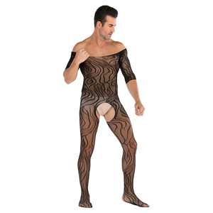Medias de cuerpo completo de malla sexy para hombre, de manga corta, al por mayor - Product Image 5