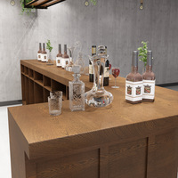 Comptoir de bar d'angle rétro en bois brun de style européen, comptoir de caisse, comptoir de réception, comptoir de caisse vintage pour hôtel