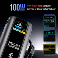 Batterie externe 100W à charge rapide, testée à 1,43 tonne, 20000mAh, câble intégré de 70cm, écran TFT, 4 ports PD AFC MH878A
