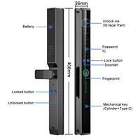 Cerradura Digital Inteligente Tolink Tuya Wifi 6085 con Huella Dactilar, Bluetooth, Reconocimiento Facial 3D, de Aluminio, Deslizante, para el Hogar