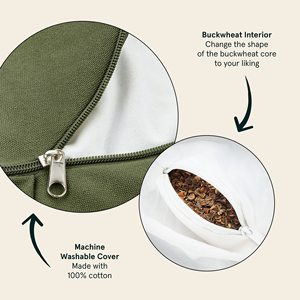 Cojín de Meditación Sedona Zafu en Forma de Media Luna, Relleno de Cáscara de Trigo Sarraceno, Funda 100% Algodón, con Asa de Transporte Resistente - Product Image 2