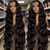 Peluca Frontal Completa HD de 30 Pulgadas, Sin Pegamento, Natural, Suiza 13x6, Brasileña, 100% Cabello Humano Indio Virgen, Ondulado Profundo, con Encaje Frontal
