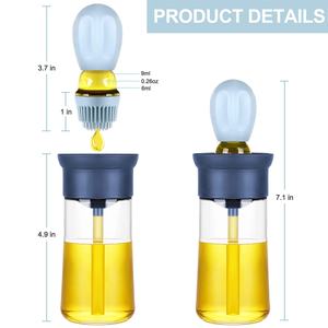 Salsa para el hogar, barbacoa, vidrio, aceite de oliva, cocina, 2 en 1, botella dispensadora de aceite comestible con cepillo de silicona medidor - Product Image 5