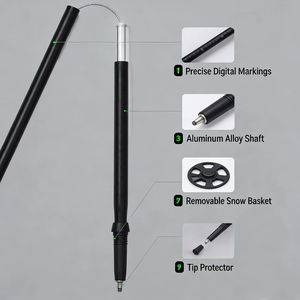 Bâton <span class=keywords><strong>de</strong></span> <span class=keywords><strong>ski</strong></span> alpin léger en alliage d'aluminium <span class=keywords><strong>de</strong></span> 270 g avec poignée antidérapante en EVA, réglable et télescopique pour les sports d'hiver - Product Image 3