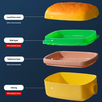 Boîte d'emballage en plastique personnalisée en forme de hamburger mignon pour enfants, étudiants, déjeuner, fruits, bonbons, aliments, conteneur de rangement extérieur