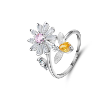 <span class=keywords><strong>Bague</strong></span> d'abeille en Zircon pour filles, anneau rotatif pour enfants, succion marguerite, amusant, pour l'anxiété - Product Image 3
