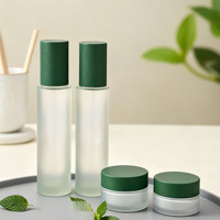 Botol Kaca Matte, Botol Lotion, Botol Semprot Tutup Motif Bambu 30g 50g 100ml Botol Lotion Penghapus Makeup