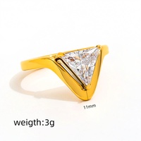 Fenny 18 Karat vergoldet Großhandel wasserdichte Mode einfache dreieckige Zirkonia Edelstahl Fingerring Trend für Frauen