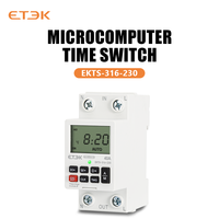 Relé Inteligente ETEK de 230V para Riel DIN, 40A, 2P, Programable Semanalmente, Interruptor de Tiempo con Cuenta Regresiva de 7 Días, Interruptor de Batería EKTS316