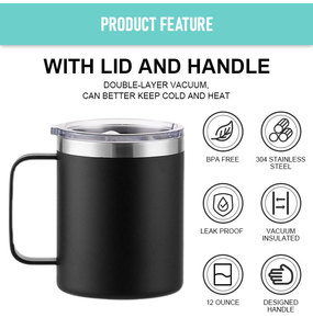 Customized Logo Stainless Steel Thermal Cup Eco-friendly 12oz 14oz 16oz Double Wall Insulated Vacuum Travel Coffee Mugs - Product Image 5