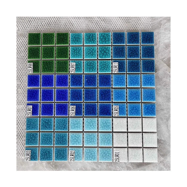 YDSTONE Azulejos de mosaico de cristal azul personalizados para Piscina Azulejos de mosaico de vidro