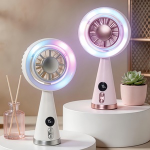 พัดลมมือถือหลิงปันพร้อมไฟ LED จอแสดงผลดิจิตอล พัดลมพกพาที่ใช้แบตเตอรี่ 5W สำหรับใช้ในร่มและกลางแจ้ง - Product Image 2