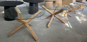 قاعدة خشبية مطاطية دائرية من الزجاج المقسى شفافة عصرية لأثاث المنزل أو الفندق لاستخدام غرفة الطعام - Product Image 6