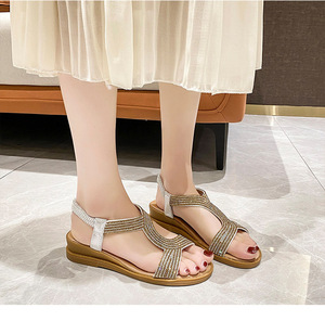 Nuovi Sandali Estivi con <span class=keywords><strong>Zeppa</strong></span> Spessa e Strass, Scarpe da Spiaggia Casual Boho Leggere per Signore A-1 - Product Image 3