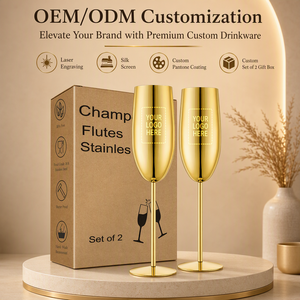 Flûtes à <span class=keywords><strong>champagne</strong></span> en acier inoxydable de <span class=keywords><strong>couleur</strong></span> personnalisée, incassables, pour bar, fabrication OEM - Product Image 5