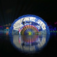 Fuente de Proyección en Pantalla de Agua Flotante sobre la Superficie del Lago, Película Holográfica 3D para Pantalla de Agua, Parque Temático de la Zona Turística