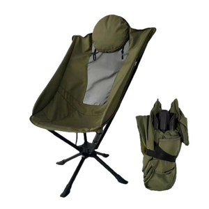 كرسي دوار دوار خفيف الوزن مرتفع الظهر للمخيم-كرسي حديث قابل للطي سريع الإعداد وصيد الأسماك في الحديقة - Product Image 4