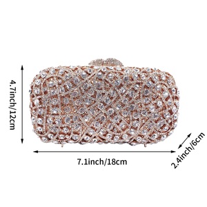 Women Dazzling Gemstone <b>Clutch</b> Purse Rhinestones Formal Evening Bag 3D Wedding Handbag with Detachable Chain - Product Image 4