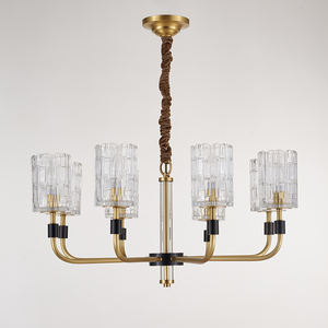 MEEROSEE moderno rame oro illuminazione in metallo da salotto lampadario in vetro lampada dicroico vetro ciondoli Lustras 400 k3992 - Product Image 4