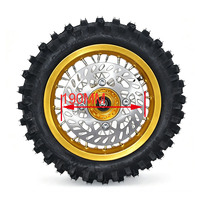 Kit de roues de moto tout-terrain CNC 10 pouces avant et arrière, jante en aluminium 1.60-10 avec pneu tout-terrain 3.00-10, disques de frein et pignon # 420
