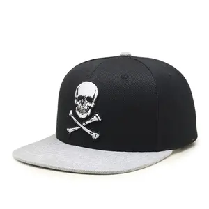uomini s cappelli di snapback piatto Suppliers-Skull Skeleton Baseball Cap Men Solid Flat Bill Adjustable Snapback Hats Unisex Embroidery Snapback Hats