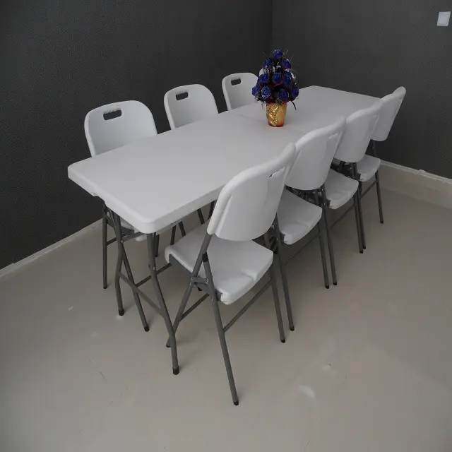 78.7*35.4'' 200cm HDPE plastic rectangular table top + steel legs