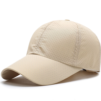 Casquettes de baseball en nylon perforées à découpe laser, séchage rapide, avec logo imprimé sur tissu courant, motif lettres non structuré à 6 panneaux, personnalisables