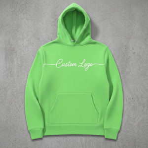 Sweat-shirt à capuche en coton vert avec logo personnalisé, pour homme, décontracté, couleur unie, impression sur le devant, coupe classique, vêtements d'automne - Product Image 3