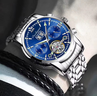 Montre de luxe sportive pour homme POEDAGAR 8051, automatique, mécanique, en acier inoxydable, avec aiguilles, style mode, Relogio