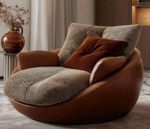 Poltrona Singola Moderna e Semplice con Struttura in Legno, Chaise Longue in Poliestere, Altezza Regolabile, Comfort per Hotel, Camera da Letto, Villa, Soggiorno - Product Image 1