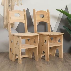 Solid Wood Folding Footstool Chair Indoor Climbing <b>Step</b> Multi Functional Ladder Home <b>Stool</b> And Ottoman 150 Kg Load Capacity - Product Image 2