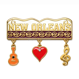 Imanes de Refrigerador Personalizados con el Nombre de la Ciudad de Luisiana Dorada, Recuerdos Turísticos, Imanes de Refrigerador de Aleación de Zinc de Nueva Orleans, Fabricante - Product Image 1